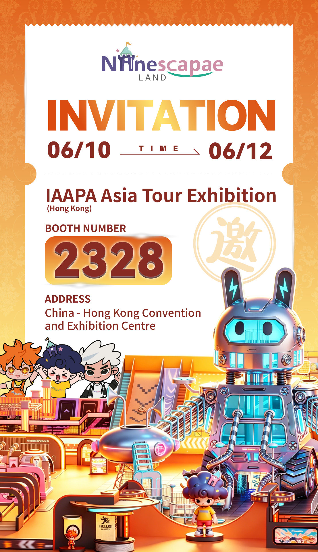 NinescapeLand IAAPA Asia 2026 official invitation — Booth 2328